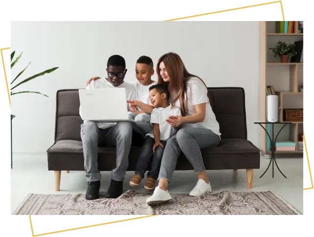 Family enjoying with orbi router